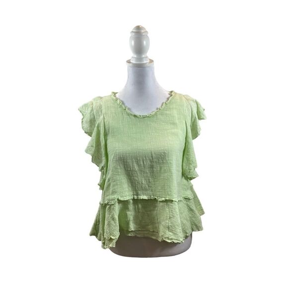 Maeve Anthro Green Cascade Tiered Shell‎ Blouse Size Small - Picture 2 of 14